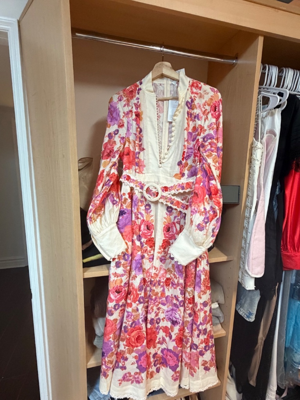 NWT Zimmermann Raie Midi Dress Purple Red Floral | Size 6us - Picture 12 of 12